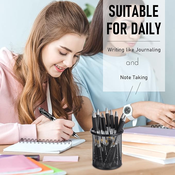 Spakon 200 Pieces Gel Pens Bulk Retractable Ink Ballpoint Pen Bulk Rolling Ball Medium Point 0.5mm Ballpoints with Soft Grip for Journal Writing Office Home(Black)