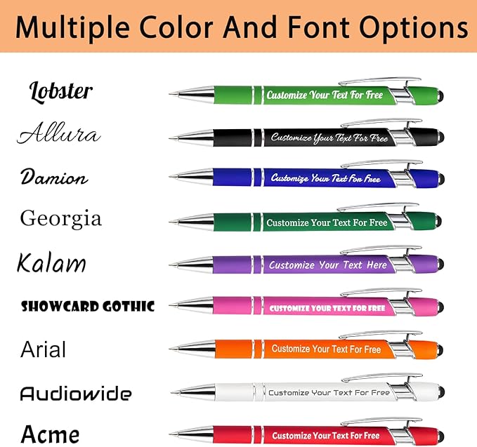 Max 500 Pcs Personalized Pens Bulk, Custom Pens with Free Engraving, Customized Stylus Tip Ballpoint Pen with Your Name Massage Text for School Office Business Graduation Anniversaries-150 Packs