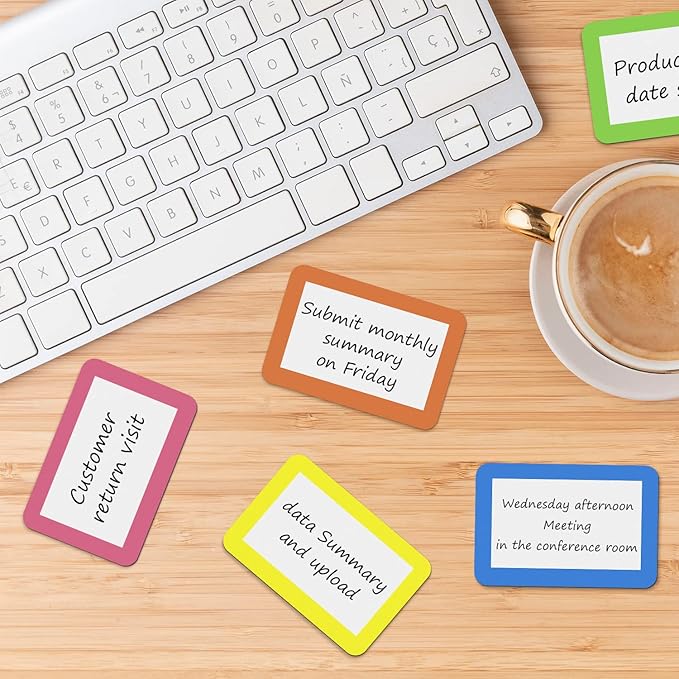 Dry Erase Magnets Set - 24 Pack - 3x2 in Whiteboard Magnetic Notes Planning Pads Labels - Small White Board Magnet Strips Name Tags for Home, Office and Classroom