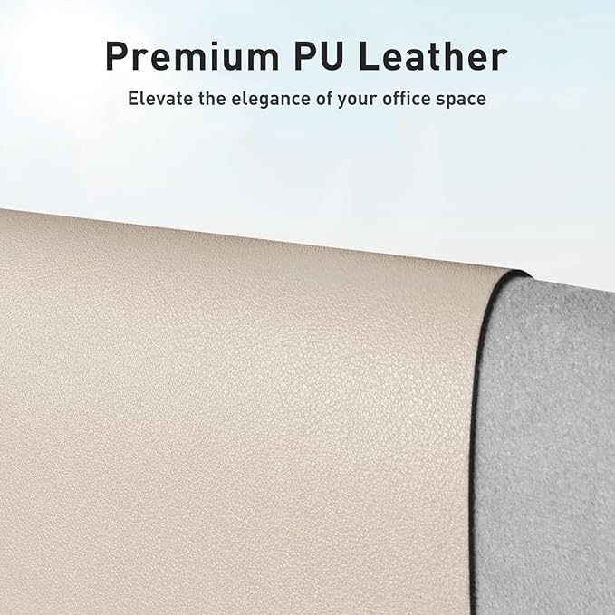 Aothia Large PU Leather Desk Pad Protector – Non-Slip Mouse Pad & Writing Mat for Office/Home, Waterproof, Easy to Clean (23.6" x 13.7", Eggshell)