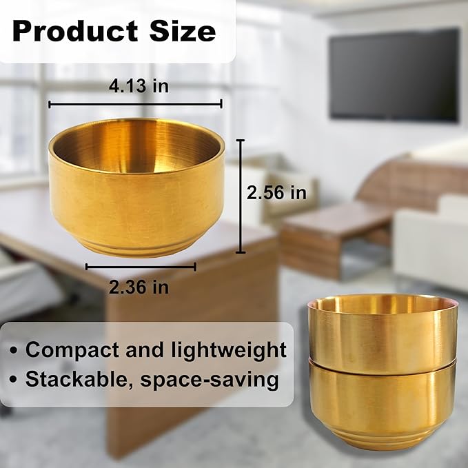 Paper Clip Holder & Organizer - 2-Pack Metal Desk Bowls for Office Accessories, Holds Binder Clips, Paper Clips & Small Parts | Space-Saving Desktop Organizer (Gold)