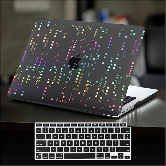 DTangLsm for M4 MacBook Air 13 inch Case 2025 2024-2022 M3 M2 A3240 A3113 A2681, Clear Plastic Hard Case for MacBook Air 13.6 inch Laser Print Laptop Shell&Keyboard Cover for Mac Air M4,Squares Black