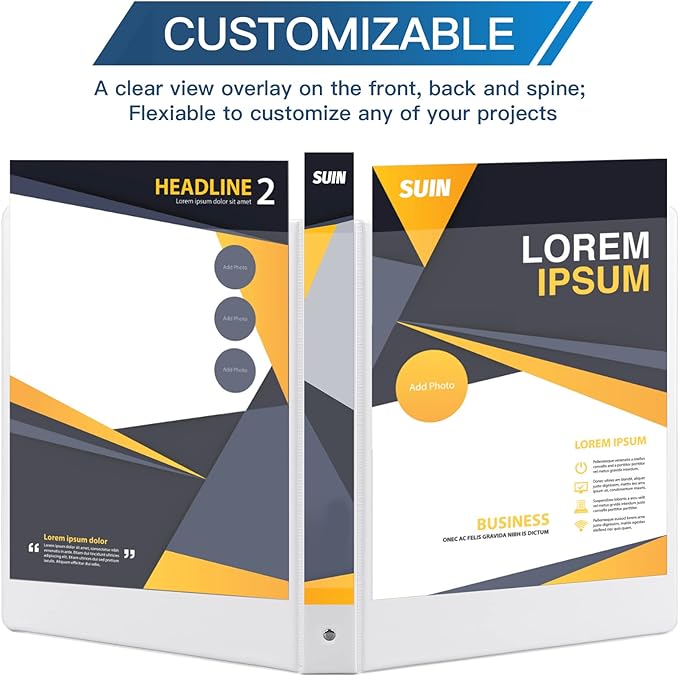 1-inch 3 Ring Binder with 2 Interior Pockets, 1'' Basic Binders Holds US Letter Size 8.5'' x 11'' Paper - Versatile Binders for Office, Home, and School Use, 6 Pack (White)