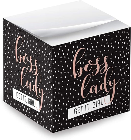 Boss Lady Sticky Note Cube / 600 Sheets / 2.75" Memo Block Printed on 4 Sides/Super Chic Empowering Design