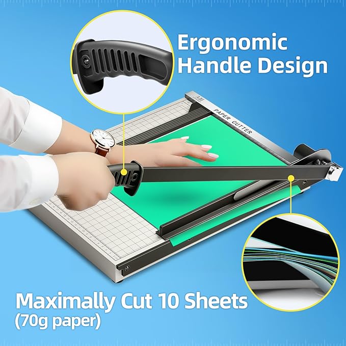 15 Inch B4 Guillotine Paper Cutter, Heavy Duty 10 Sheet Paper Trimmer Cutting with Auto-Press Clamp & Magnetic Ruler | Precision Cut for Paper, Card, Photos, Vinyl & More