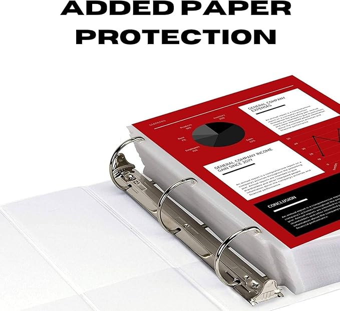 3 Ring Binder, Professional D Ring 5 Inch, Presentation Folder for Standard Pages 8.5 x 11 with Pockets, Crystal Clear View White (4 Pack)