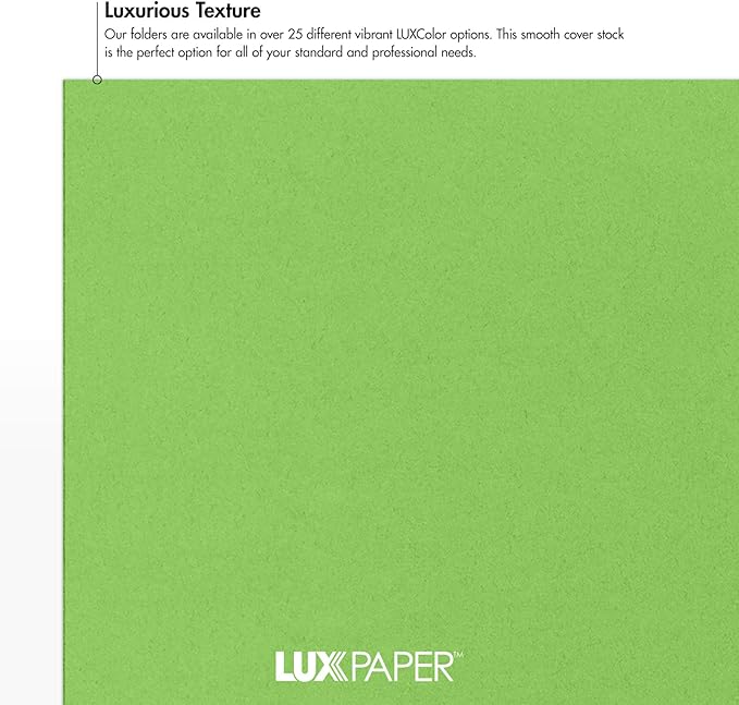 LUXPaper 9" x 12" Presentation Folders | Two Pocket | Limelight Green | 100lb. Cover | 10 Qty