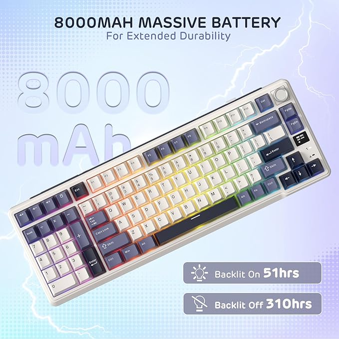 RK ROYAL KLUDGE L98 Wireless Mechanical Keyboard w/Left-Handed Southpaw Design Numpad & Hot Swappable Knob, Tri-Mode 95% Keyboard BT/2.4G/USB-C, Pro Software, Gasket Mount, Massive 8000mAh Battery