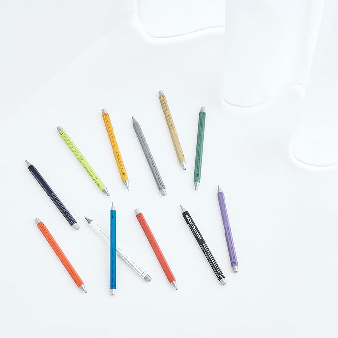 MARK'STYLE days, Gel Ink Metal Ballpoint Pen - 0.5mm Retractable Black Ink, Retro styling Light Weigh Pen, Made in Japan- Perfect for School, Office, and Journaling (Gray)