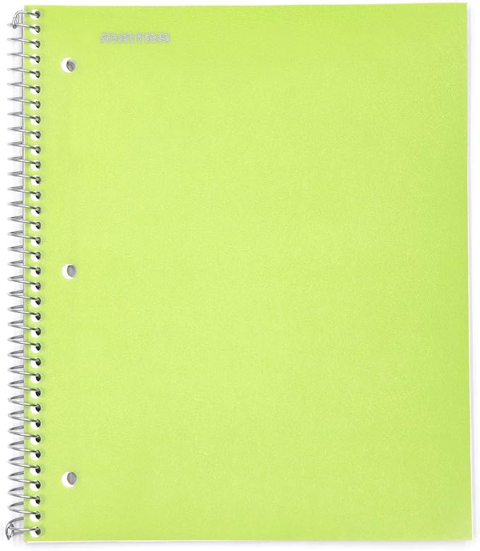 Mintra Office Durable Spiral Notebooks, 1 Subject, (Green, College Ruled 12pk), 100 Sheets, Poly Pocket, Moisture Resistant Cover, School, Office, Business, Professional