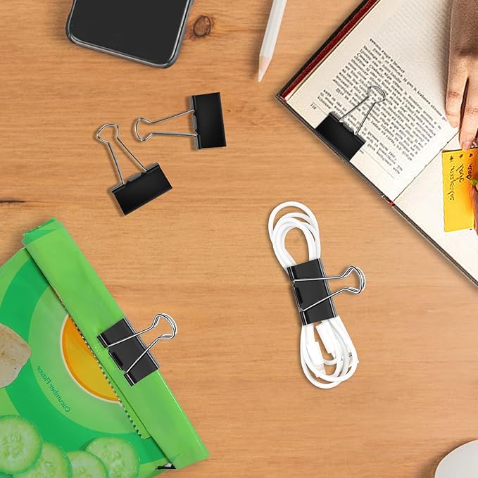 Ufmarine Medium Binder Clips 1.25 inch Length, (40 Pcs) Medium Paper Clips for Office