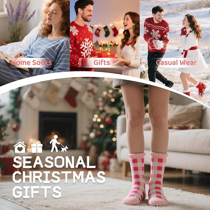 COOPLUS Fuzzy Socks for Women Warm Fluffy Cozy Winter Soft Home Slipper Socks (5 Pairs)