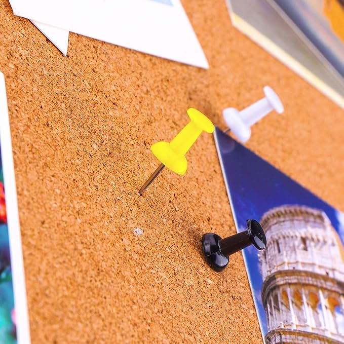 Yalis Push Pins 600 Count Clear Multicolored, Standard Thumb Tacks Steel Point and Clear Multi-Colors Plastic Head