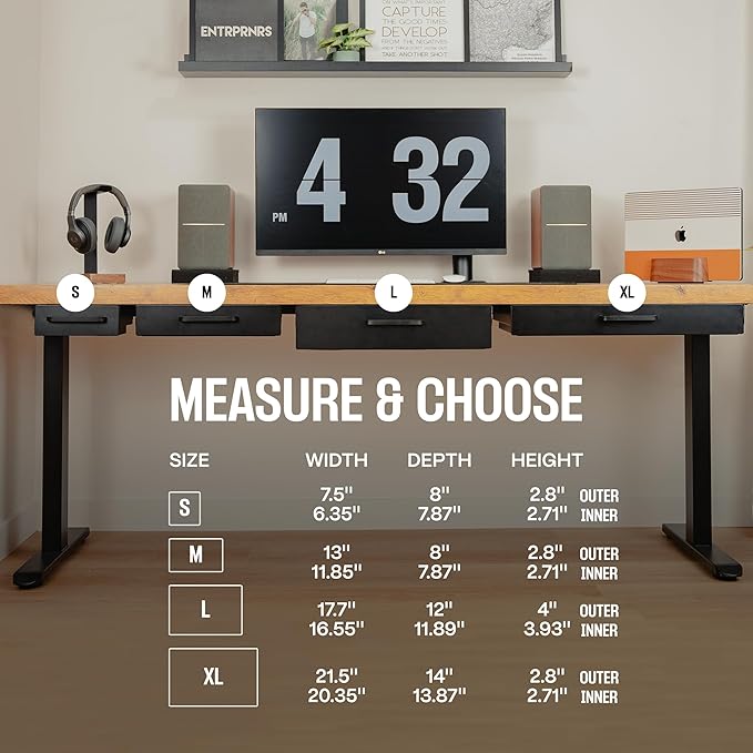 Storage Drawer - Carbon Steel Underdesk Drawer Slide Out, 17.7 x 12 x 4 in, Matte Black - Premium Quality, Ergonomic Organization, Cable Management, Versatile Sizes, Luxe Extras