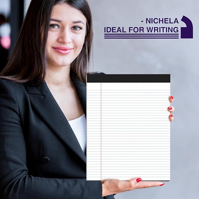 24 Pack Legal Pads 8.5 x 11 College Ruled Note Pads 8.5 x 11 Notepads 8.5 x 11 Micro Perforated Writing Pads 8.5 x 11 Pads of Paper Lined White Paper, 50 Sheets per Notepad for Home, Office, School