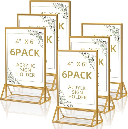 Acrylic Sign Holder 4 x 6 Clear Table Flyer Holder，Plastic Display Stand for Home Office Shop- Exhibition 4 x 6 inches (6pcs)