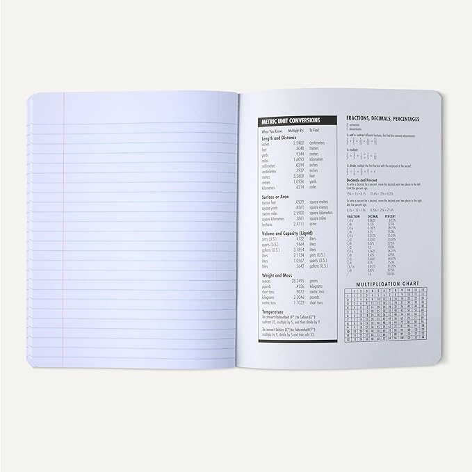 Amazon Basics Composition Notebook, Wide Ruled, 100 Sheets, 1 pack, Marble Black, 9.75" x 7.5"