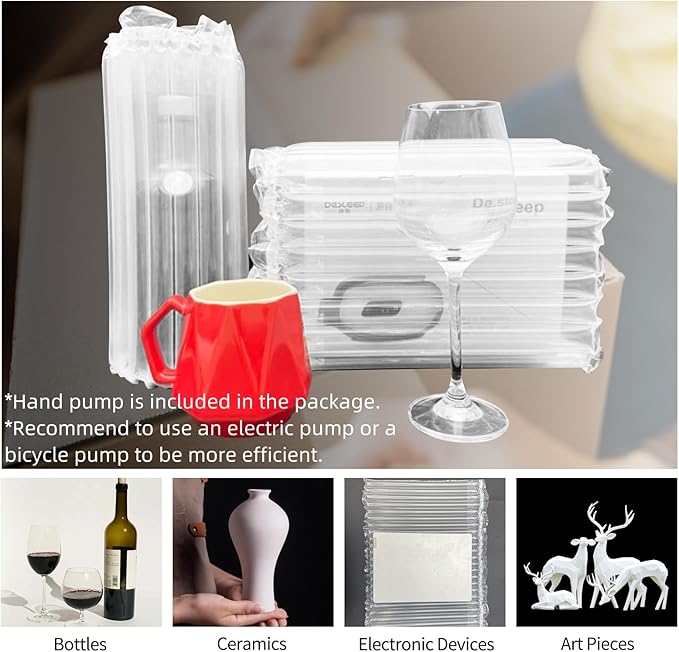 Large Bubble Cushioning Wrap for Packing 15.75inch*164feet Inflatable Air Pillows for Shipping & Moving Fragile Items Heavy Duty Wine Packaging Glass Bottle Packing Material with Pump, 55um