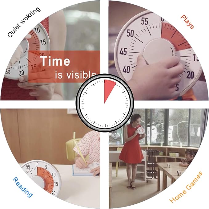 Lavigo Kitchen Timer, Countdown Visual Analog Timer, Quiet Counting, Low Loud and Mute Alarm for Teachers Classroom, Kids, Adults Kitchen, Office, Gym (Green) LT21-TC 7.5 inches