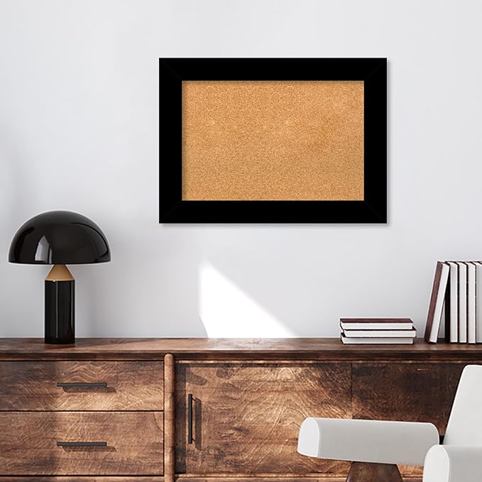 Amanti Art Natural Cork Board for Wall, 21x29 Vision Board with Black Wood Frame, Medium Corkboard Office Decor for Home Organization, Casual Corkboard Pinboard to Display Items for Home Organization