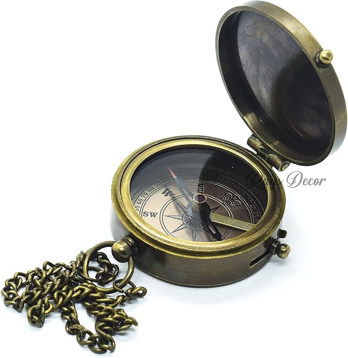 Personalized Engraved Compass Brass Metal Directional Compass with Leather Cover Gift for Husband, Personalized, Communion Gift, Gift for Him & Her, Luxury