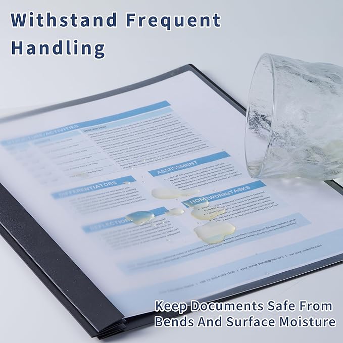 Binditek 48 Pack Clear Front Report Covers with 3 Prongs, 100-Sheet Capacity, Plastic Report Folder, with 3 Metal Fasteners, for Letter Size, Black and Navy, Office Supplies