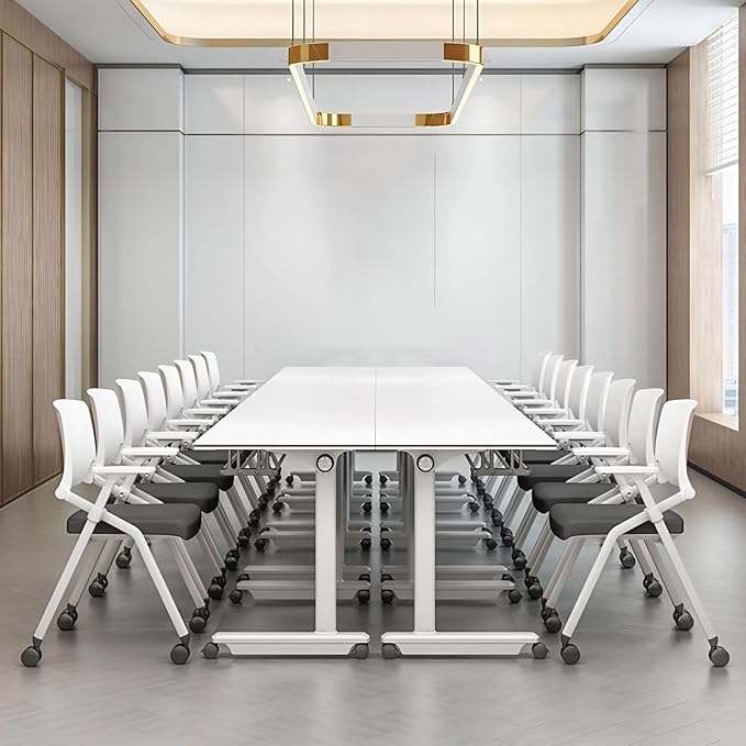 6Pack Conference Room Table, Folding Conference Table for Office Classroom, Mobile Training Tables with Casters Silent Wheels, Large Rectangular Convertible Modular Seminar Tables (L47.2in)