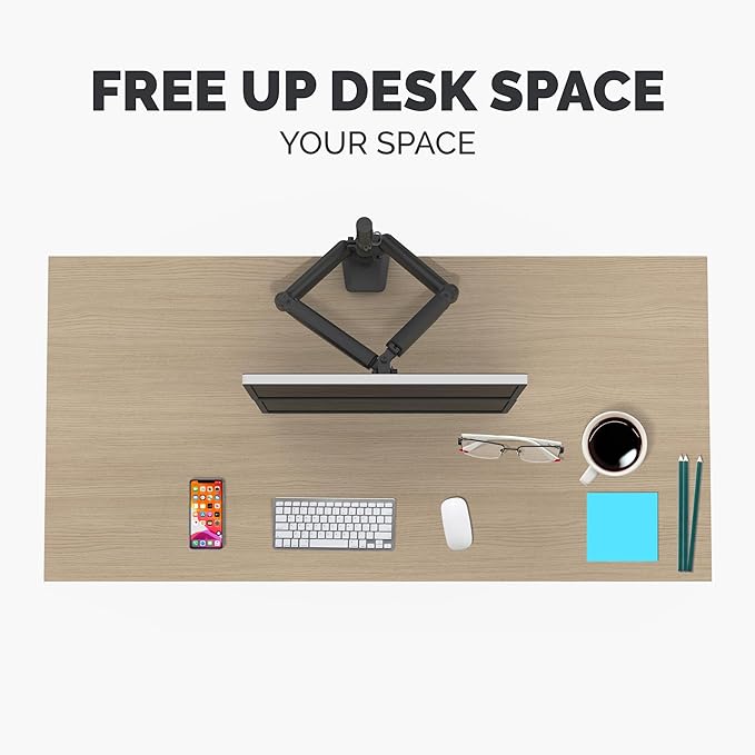 Fellowes 8043401 Platinum Series Stacked Monitor Mount, Adjustable Computer Monitor Stand for 2 Monitors with Dual Monitor Arms, 32 Inch Monitor Capacity