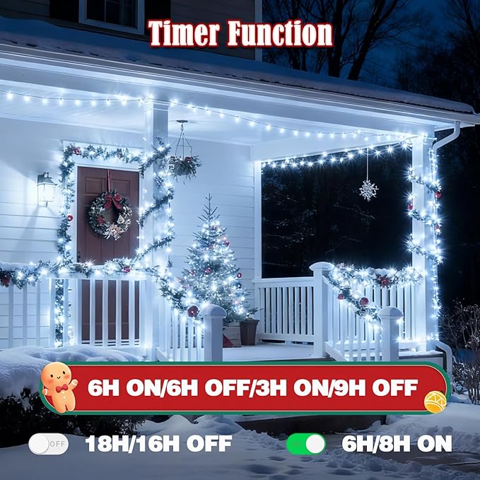 2025 New Voice Control 88ft 240LED Smart Christmas String Lights Outdoor/Indoor | String Lights with Remote, 12Modes, 7Voice Commands & Timers, Christmas Twinkle Light for Xmas Tree Decor (Cool White)