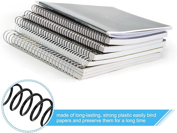 PATIKIL 20mm(3/4") Plastic Spiral Binding Coils, 20 Pcs Binding Spirals 170 Sheet Capacity 4:1 Pitch Binding Spirals for Binding Paper Sheets, Black