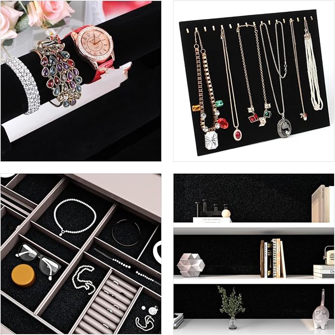 FunStick Self Adhesive Felt Fabric for Crafts - 15.8"x78.8" Velvet Fabric Roll - Soft Velvet Drawer Liners for Dresser & Jewelry Box - Black Felt Sheets - Peel & Stick Wallpaper for Cabinets & Shelves