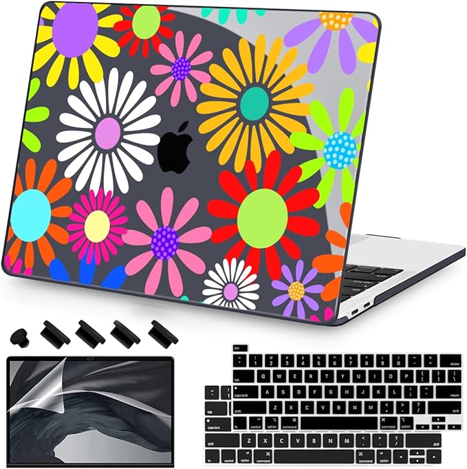 Teryeefi for MacBook Pro 13 inch Case 2025 2024 2022 2021 2019 2018 2017 2016 Release fits Model A2338 M2 M1/A2289/A2251/A2159/A1989/A1706, Design Hard Shell with Keyboard Cover, Abstract Flowers A001