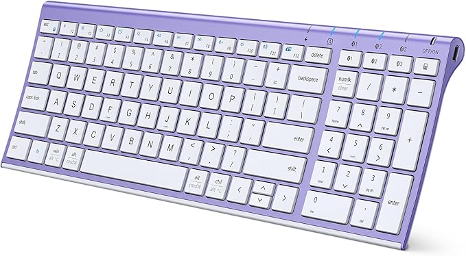 iClever Bluetooth Keyboard Quiet Typing Multi-Device USB-C Rechargeable – Slim Wireless Keyboard for Mac Windows iPad Office