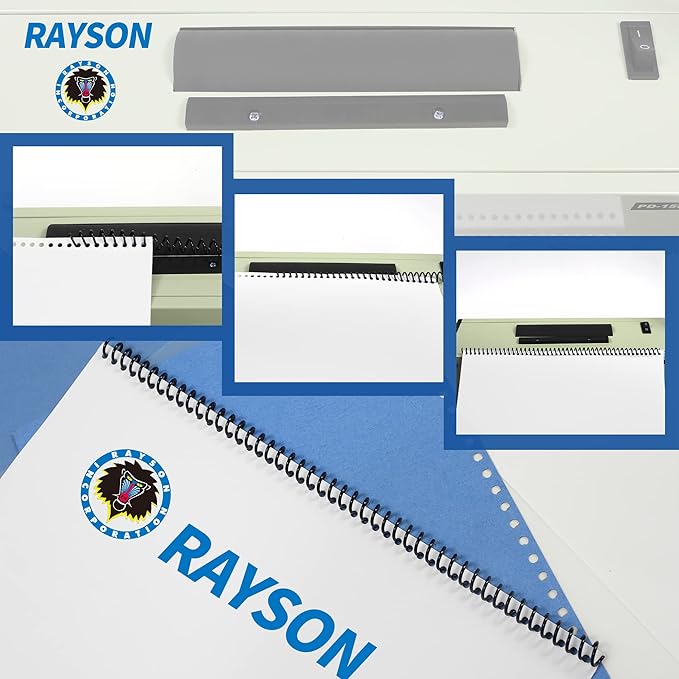 Rayson PD-1503 Coil Binding Machine, 4:1 Pitch Spiral Binder with Electric Coil Inserter for Max. Punching Letter Size