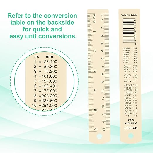 PATIKIL 15cm/6" Metal Ruler, 2 Pack Aluminum Alloy Rulers with Centimeters, Millimeters, Inches and Conversion Table Straight Edge Ruler for Writing Machinist Drafting, Yellow