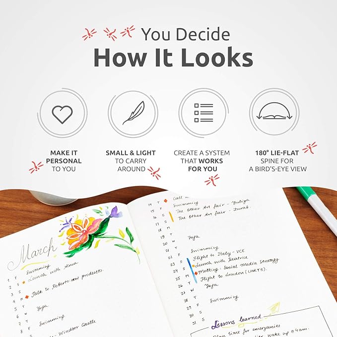 Large B5 Dotted Journal - Enjoy Bullet Journaling with a Soft Cover 7x10-inch, Non-Bleed Thick 120gsm Paper, Dot Journal in Blue, Japanese Edge Motif - Faux Leather Lay Flat Dot Grid Notebook