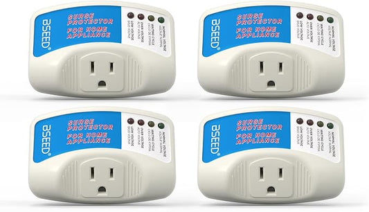 BSEED Voltage Protector, Single Outlet Surge Protector for Valuable Home Appliance Multi-Function Plug with Protection Wall Mount Power Suppressor for TV/PC/Refrigerator, 15A,125V, 1875W, 4 Pack