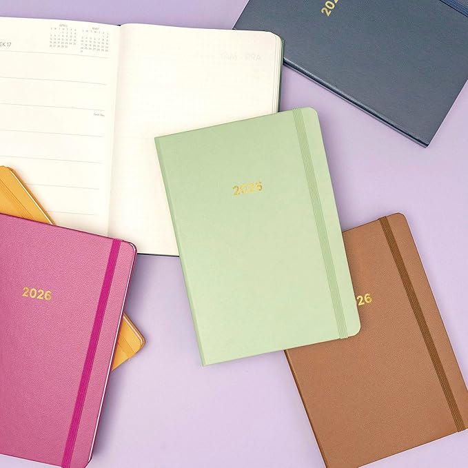 PAPERAGE 2026 Weekly & Monthly Planner, 12 Months (January 2026 - December 2026), 5.6 in x 8 in, Hardcover 2026 Planner with Weekly & Monthly Spreads, Note Pages, Stickers & Back Pocket – Dark Green