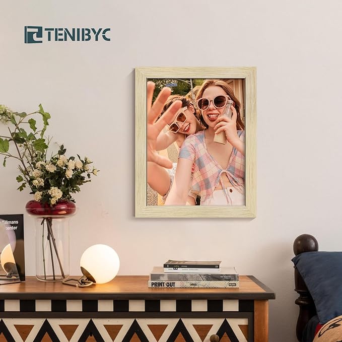 8.5x11 Picture Frames Set - 3 Pack - Natural Oak Wood - Tempered Glass - for Wall Photos, Family Memories, Posters & Puzzles, Home Decor