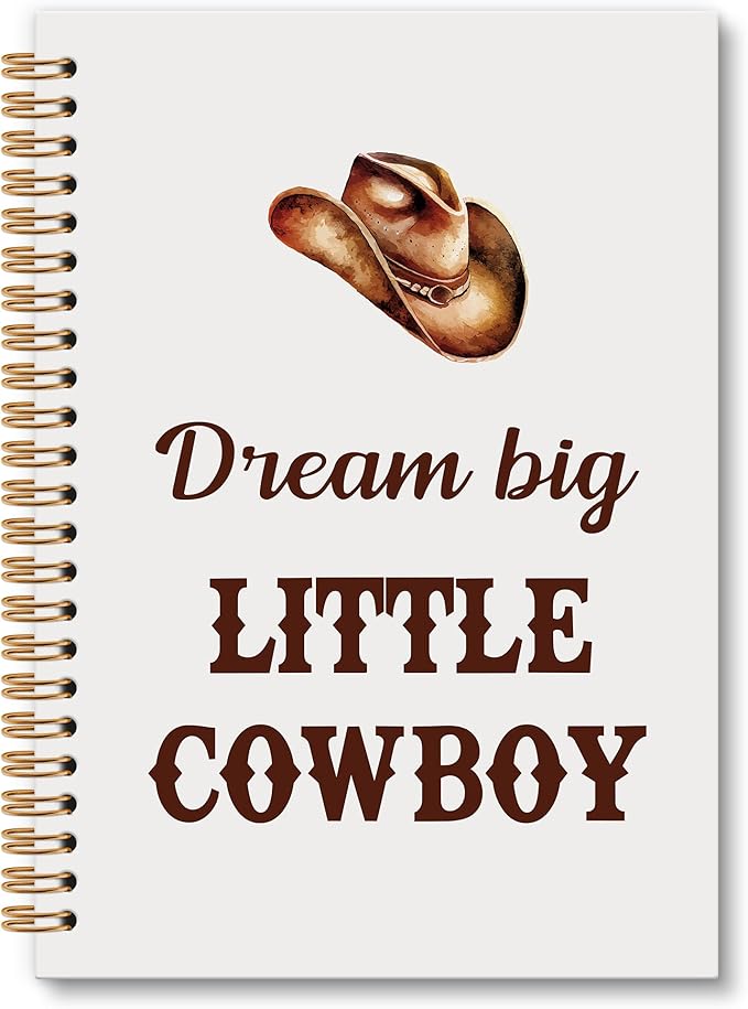 Western Cowboy Notebook Journal - Cowboy Preppy Spiral Notebook, Dream Big LittleCowboy Inspirational Notebooks Gifts for Cowboys Men Boys Kids, Preppy Western School Office Supplies, 6x8.2In