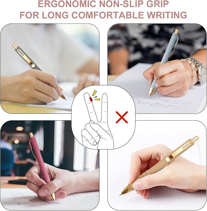 Linbsunne Ballpoint Pens Black Medium Point 1mm with Super Soft Grip Ball Point Pen for Men Women Retractable(style2, 12 pcs)