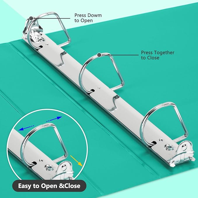 ViVin Sturdy 1.5 Inch 3 Ring Binder with Pockets, Slant-D Ring, PVC-Free, Customizable Clear View Binder,Holds 350 Sheets of 8.5" x 11" Paper, 6 Pack (Lake Green)