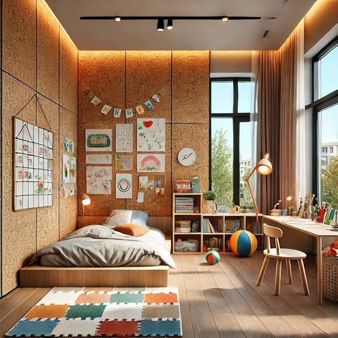 Manton Cork Premium Cork Roll - 4' x 8' x 1/2", 100% Natural Facing Grade Material for Bulletin Boards, Decorative Photo and Message Push Pin Displays - Perfect for Home, School, and Office