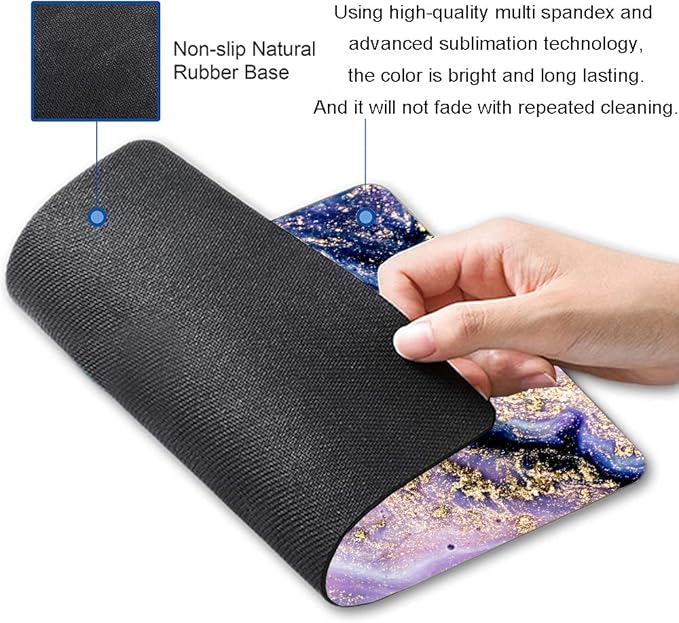 Mouse Pad, Purple Navy Gold Marble Mouse Pad, Premium-Textured Marbling Mouse Mat Square Waterproof Non-Slip Rubber Base Computer Mousepads for Office Laptop Desk