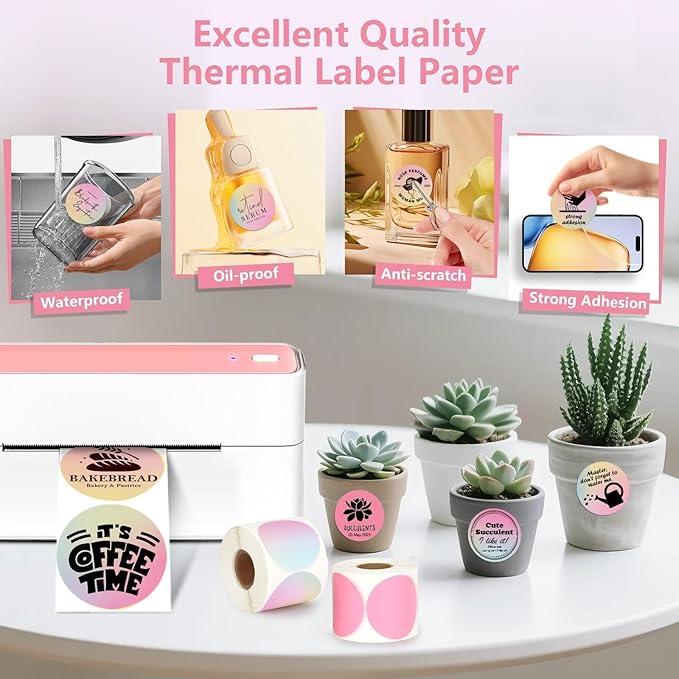 2 Rolls Colorful Thermal Labels,1.96'' Round Label Sticker for Phomemo 241BT,for MUNBYN 130B/RW402B Printer,800Pcs Waterproof Label Paper for Address/Logo/Barcode/Name/Thanks