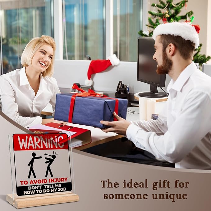 Funny Auto Mechanic Gifts for Coworkers, Warning to Avoid Injury Don't Tell Me How to Do My Job Acrylic Decorative Sign for Garage Office Home, Funny Office Gifts for Work Men Women