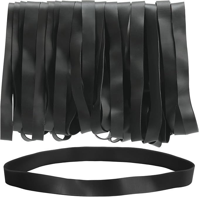 LotFancy Large Rubber Bands, 30Pcs Size #107 Big Wide Elastic Bands, Heavy Duty Black Long Rubber Bands for Office Supplies