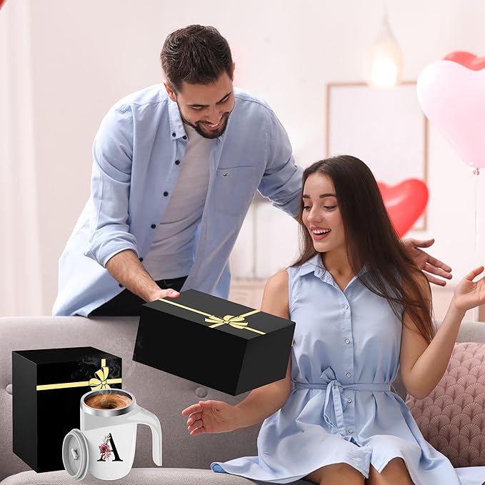 Initial Magnetic Stirring Coffee Mug Stainless Insulated Travel Cup Women Wife Anniversary Her 1 2 3 5 6 7 8 10 15 20 25 40 50 60 Year Gift Cotton Copper Bronze Leather Iron Paper First 5th 6th 10th,N