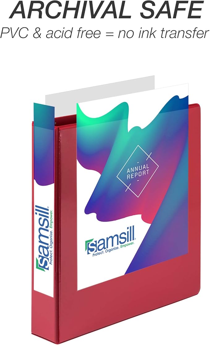 Samsill Durable 1.5 inch 3 Ring Binder, Made in USA, D Ring Binder, FSC 100% Recycled Chipboard, Red, 4 Pack