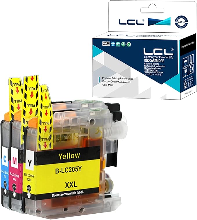 LCL Compatible Ink Cartridge Replacement for Brother LC205 LC205CL LC2053PKS LC205C LC205M LC205Y XXL Super High Yield for MFC-J4320DW MFC-J4420DW MFC-J4620DW MFC-J5520DW MFC-J5620DW (CMY)